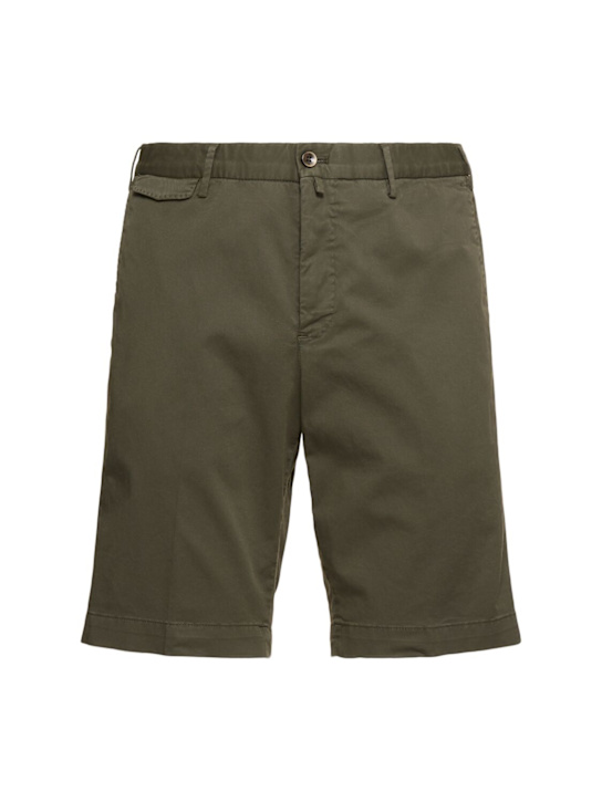 PT Torino: Shorts in gabardina stretch - Verde - men_0 | Luisa Via Roma