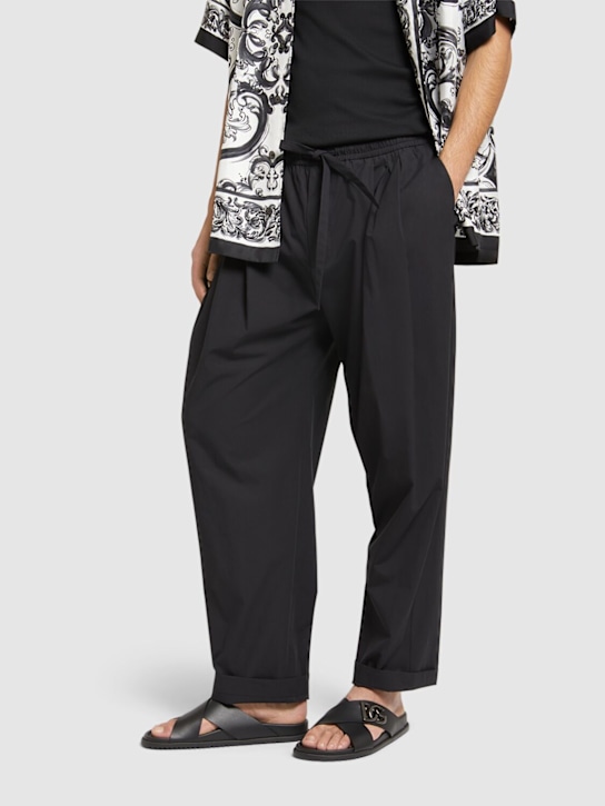 Dolce&Gabbana: Leather sandals - Black - men_1 | Luisa Via Roma