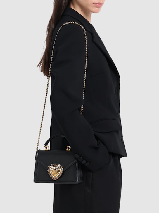 Dolce&Gabbana: Mini Devotion レザートップハンドルバッグ - ブラック - women_2 | Luisa Via Roma