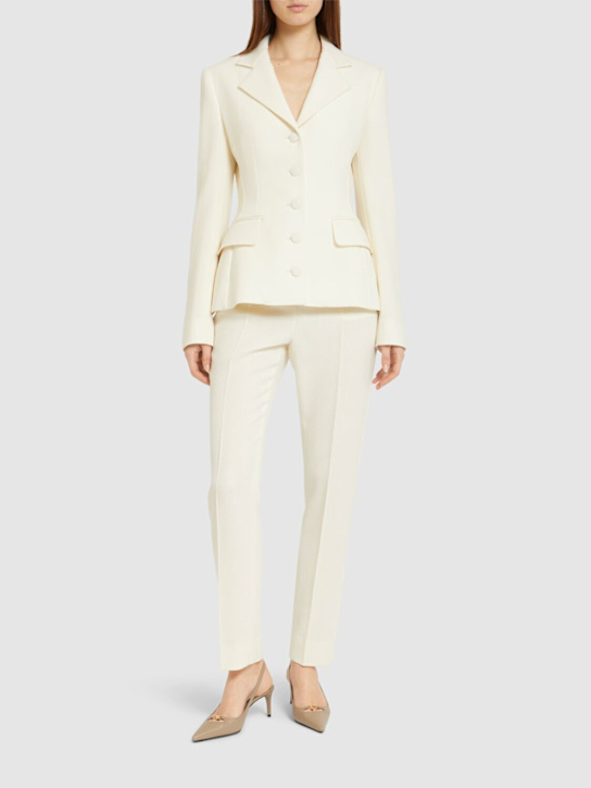 Dolce&Gabbana: Wool single breast blazer - White - women_1 | Luisa Via Roma