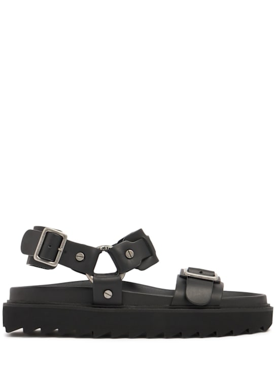 Acne Studios: 30mm leather buckle strap sandals - Black - women_0 | Luisa Via Roma