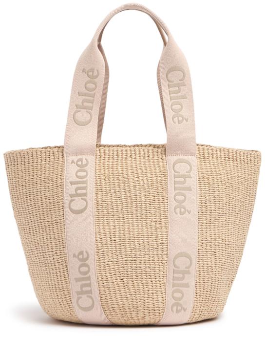 Chloé: Large Woody raffia tote bag - women_0 | Luisa Via Roma