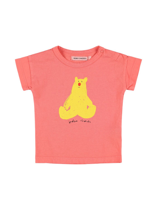 Bobo Choses: コットンジャージーTシャツ - コーラル - kids-girls_0 | Luisa Via Roma