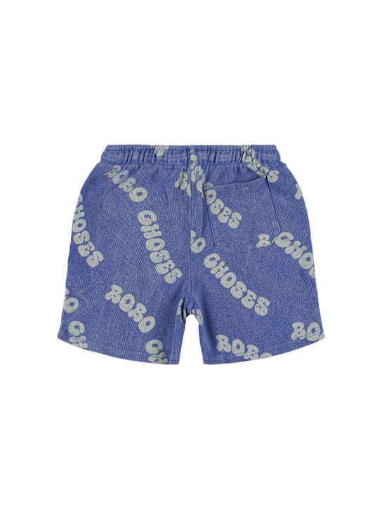 Bobo Choses: Printed cotton sweat shorts - Light Blue - kids-boys_1 | Luisa Via Roma
