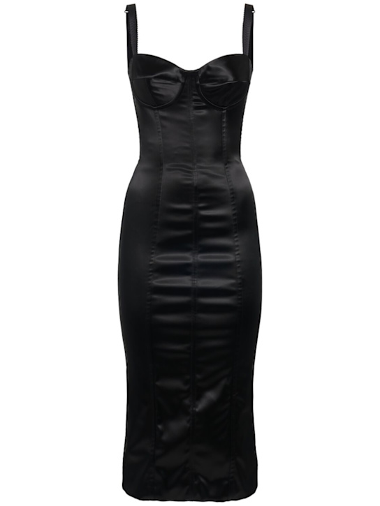 Dolce&Gabbana: Satin midi dress - Black - women_0 | Luisa Via Roma