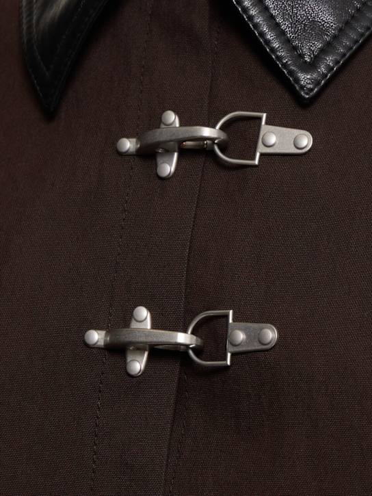 Nanushka: Zofia waxed cotton blend long coat - Dark Brown - women_4 | Luisa Via Roma