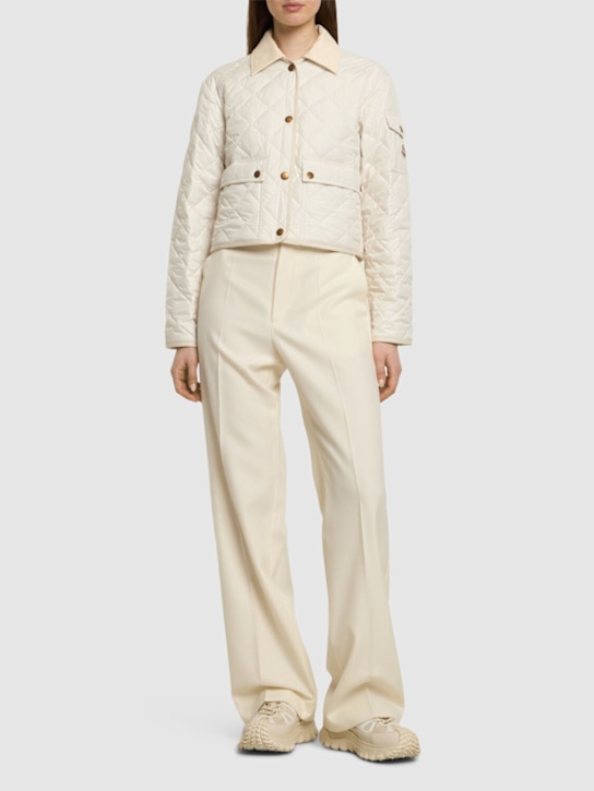 Moncler: Chitre diamond quilted shirt jacket - White - women_1 | Luisa Via Roma