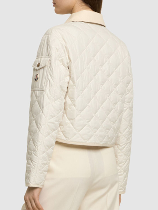 Moncler: Chitre diamond quilted shirt jacket - White - women_2 | Luisa Via Roma