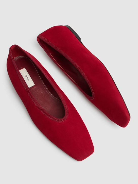 Toteme: 10mm Minimalist suede ballerinas - Red - women_2 | Luisa Via Roma