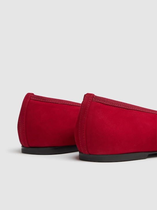 Toteme: 10mm Minimalist suede ballerinas - Red - women_4 | Luisa Via Roma