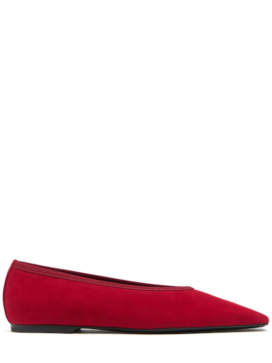 Toteme: 10mm Minimalist suede ballerinas - Red - women_0 | Luisa Via Roma