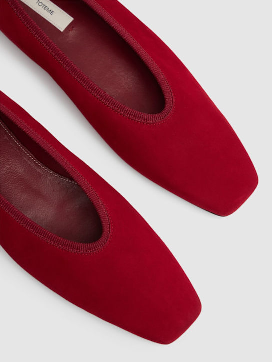 Toteme: 10mm Minimalist suede ballerinas - Red - women_3 | Luisa Via Roma