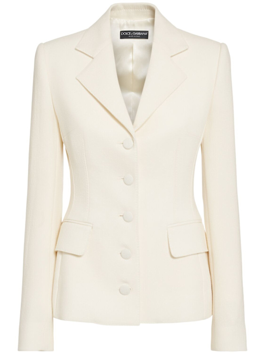 Dolce&Gabbana: Wool single breast blazer - White - women_0 | Luisa Via Roma