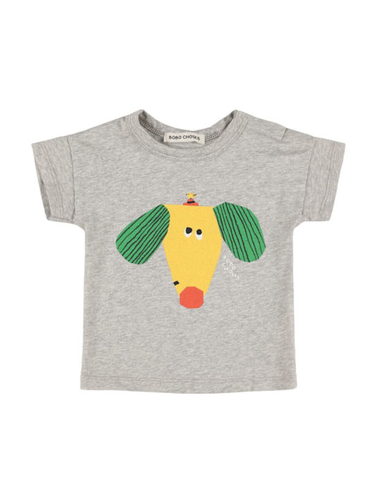 Bobo Choses: Printed cotton jersey t-shirt - Grey - kids-boys_0 | Luisa Via Roma
