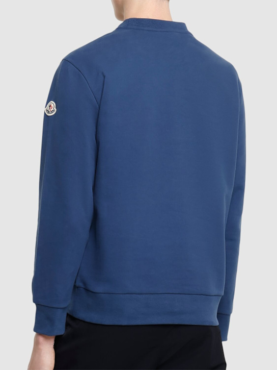 Moncler: Cotton & denim sweatshirt - Blue - men_2 | Luisa Via Roma