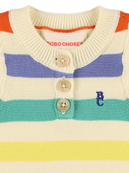 Bobo Choses: コットンニットジャンプスーツ - ホワイト/マルチ - kids-boys_1 | Luisa Via Roma