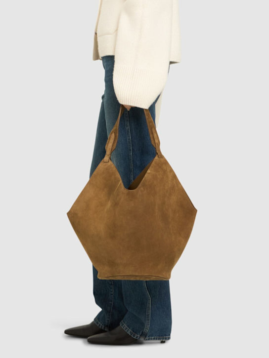 Khaite: Medium Lotus suede tote bag - Mud - women_1 | Luisa Via Roma