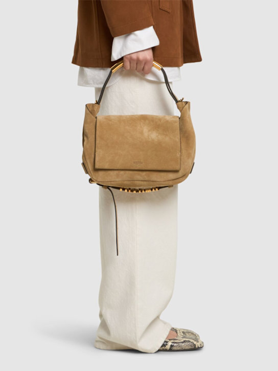 Moschino: Handle Me suede shoulder bag - women_1 | Luisa Via Roma