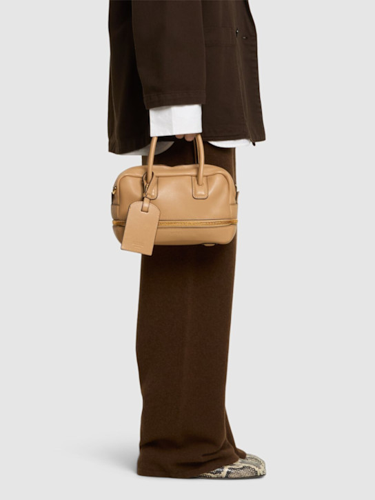 Moschino: Folding leather top handle bag - women_1 | Luisa Via Roma