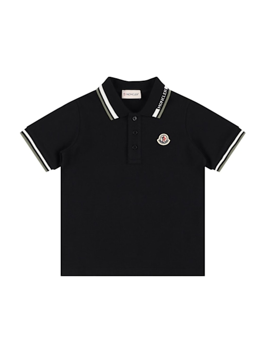 Moncler: Polohemd aus Baumwollpiqué - Schwarz - kids-boys_0 | Luisa Via Roma