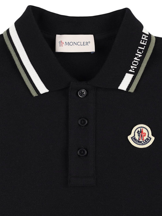 Moncler: Polohemd aus Baumwollpiqué - Schwarz - kids-boys_1 | Luisa Via Roma