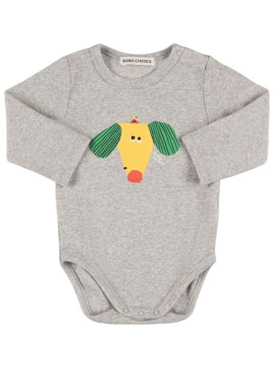Bobo Choses: Body in jersey stampato - Grigio - kids-boys_0 | Luisa Via Roma