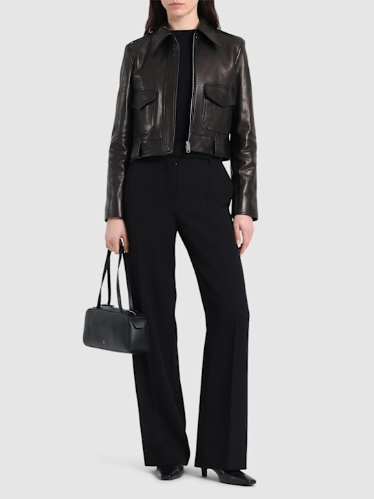 Khaite: Cordelia leather jacket - Black - women_1 | Luisa Via Roma
