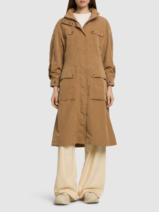 Moncler: Parka Nantes in techno - Beige - women_1 | Luisa Via Roma
