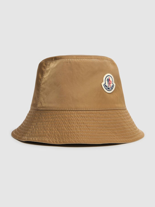 Moncler: Logo reversible cotton blend bucket hat - Beige - men_3 | Luisa Via Roma