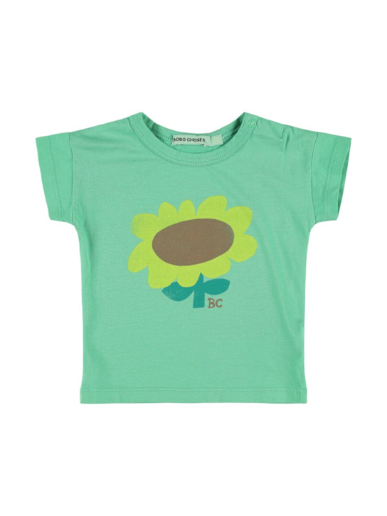 Bobo Choses: コットンジャージーTシャツ - ライトグリーン - kids-girls_0 | Luisa Via Roma