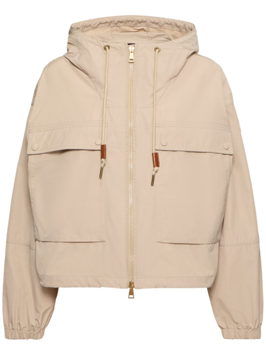 Moncler: Giacca Sauvan in misto cotone con cappuccio - Beige Chiaro - women_0 | Luisa Via Roma
