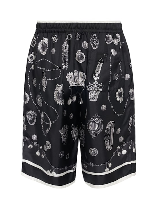 Dolce&Gabbana: Printed silk twill shorts - Medagliette Fdo - men_1 | Luisa Via Roma