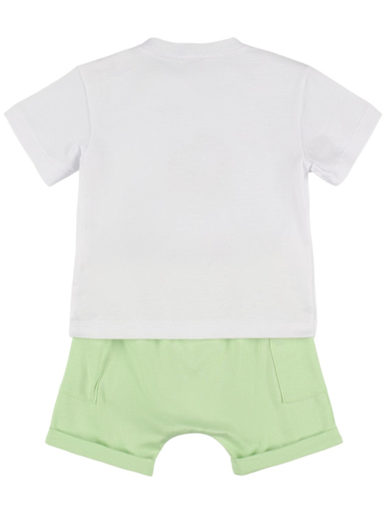 Il Gufo: Cotton jersey t-shirt & shorts - White/Green - kids-boys_3 | Luisa Via Roma