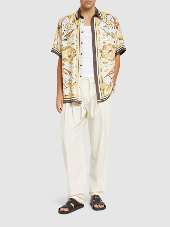 Dolce&Gabbana: Printed silk twill short sleeve shirt - Conchiglie F.Gi - men_1 | Luisa Via Roma