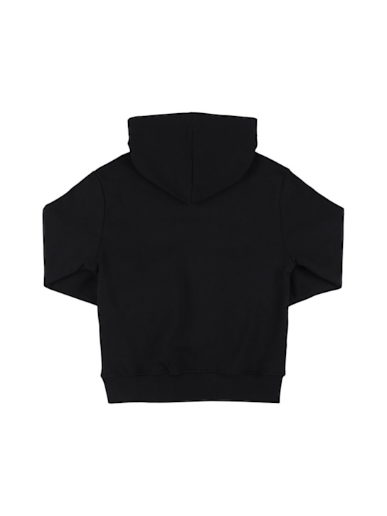 MSGM: Printed cotton hooded sweatshirt - Black - kids-boys_2 | Luisa Via Roma