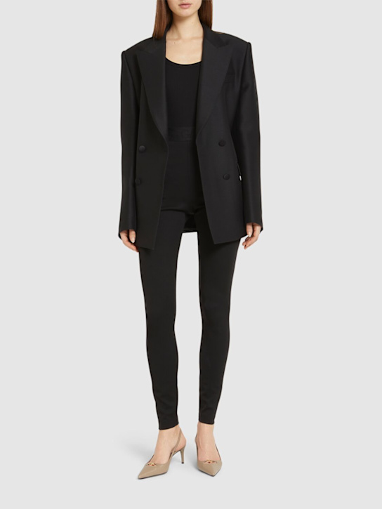 Dolce&Gabbana: High waist viscose blend leggings - Black - women_1 | Luisa Via Roma