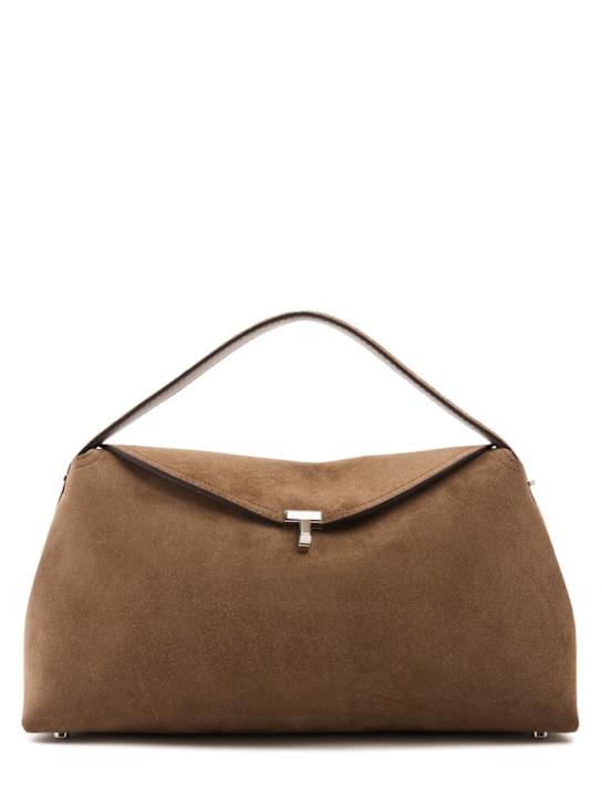 Toteme: T-Lock suede top handle bag - women_0 | Luisa Via Roma