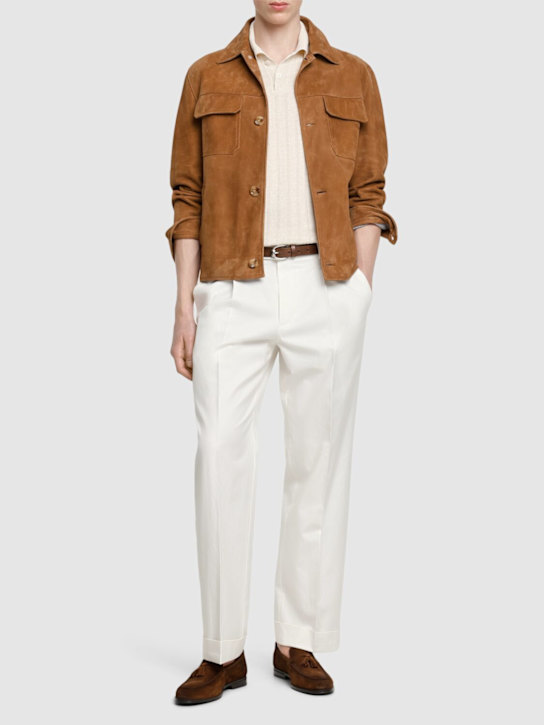 Lardini: Leather jacket - Brown - men_1 | Luisa Via Roma