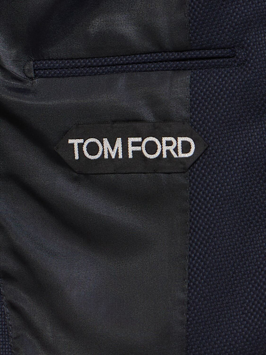 Tom Ford: Grand hopsack shelton wool blend jacket - Navy - men_3 | Luisa Via Roma
