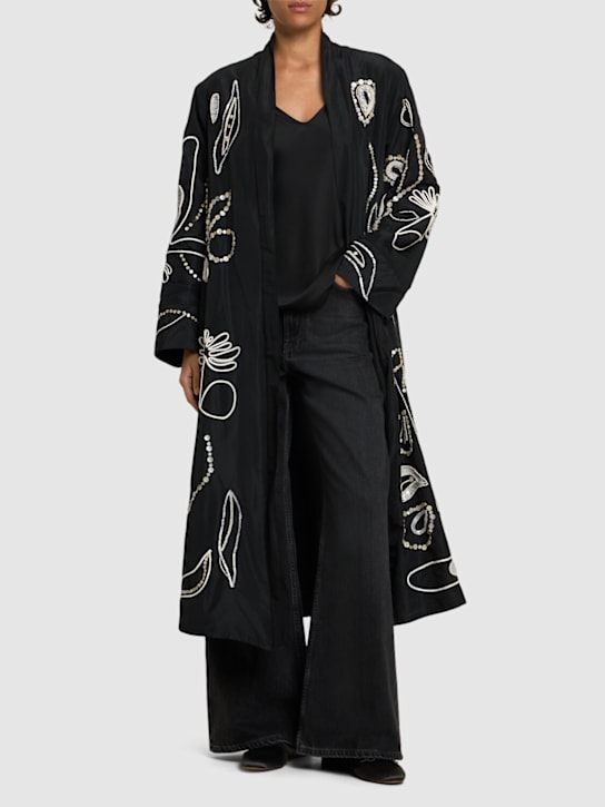 Forte_forte: Pearl suite embroidered taffeta coat - Black - women_1 | Luisa Via Roma