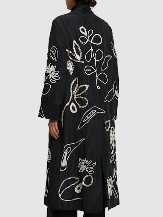 Forte_forte: Pearl suite embroidered taffeta coat - Black - women_2 | Luisa Via Roma