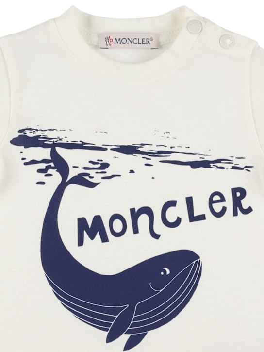 Moncler: Wale logo cotton blend romper - kids-boys_1 | Luisa Via Roma