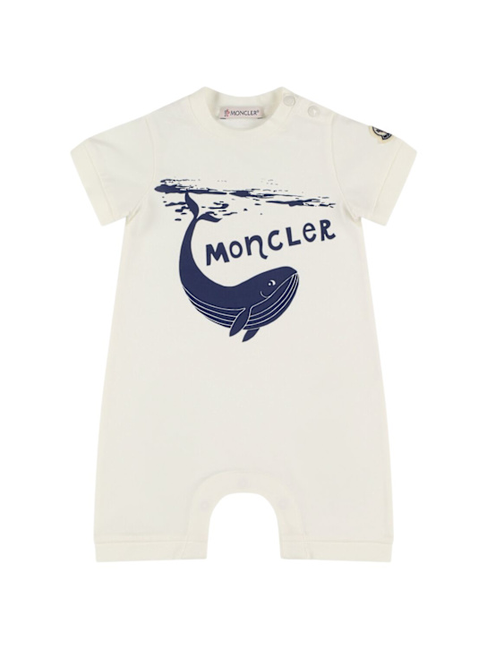 Moncler: Wale logo cotton blend romper - kids-boys_0 | Luisa Via Roma