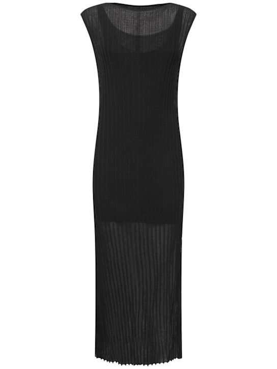 Loulou De Saison: Ada sleeveless long knit dress w/ split - Black - women_0 | Luisa Via Roma