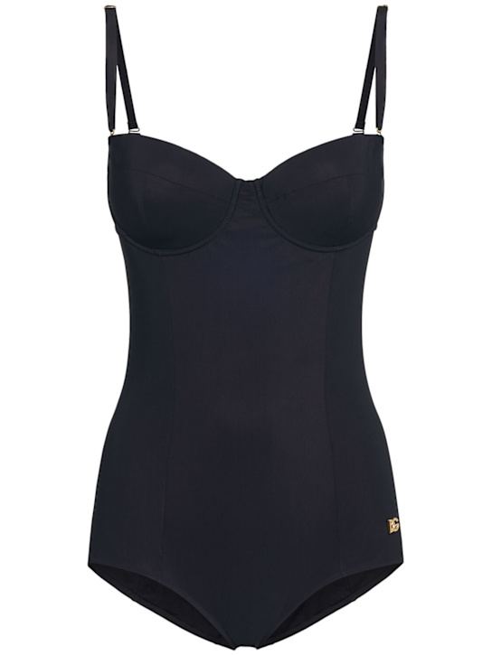 Dolce&Gabbana: Jersey balconette one-piece swimsuit - Black - women_0 | Luisa Via Roma