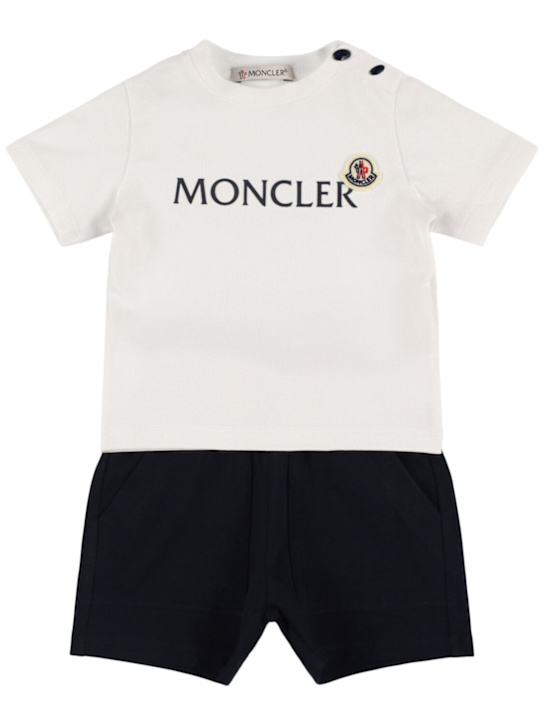 Moncler: Logo cotton blend t-shirt & shorts - kids-boys_0 | Luisa Via Roma