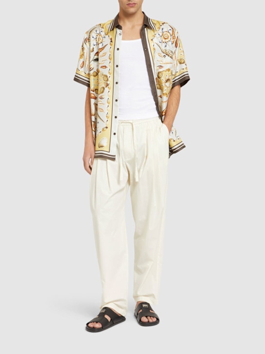 Dolce&Gabbana: Extra fine popeline pants - Beige - men_1 | Luisa Via Roma