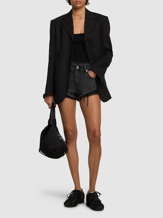 Alexander Wang: Frayed denim shorts w/ silk boxers - women_1 | Luisa Via Roma