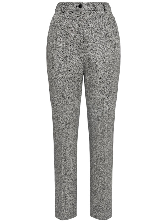 Dolce&Gabbana: Wool blend straight pants - White/Black - women_0 | Luisa Via Roma