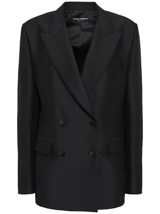 Dolce&Gabbana: Wool blend double breast blazer - Black - women_0 | Luisa Via Roma